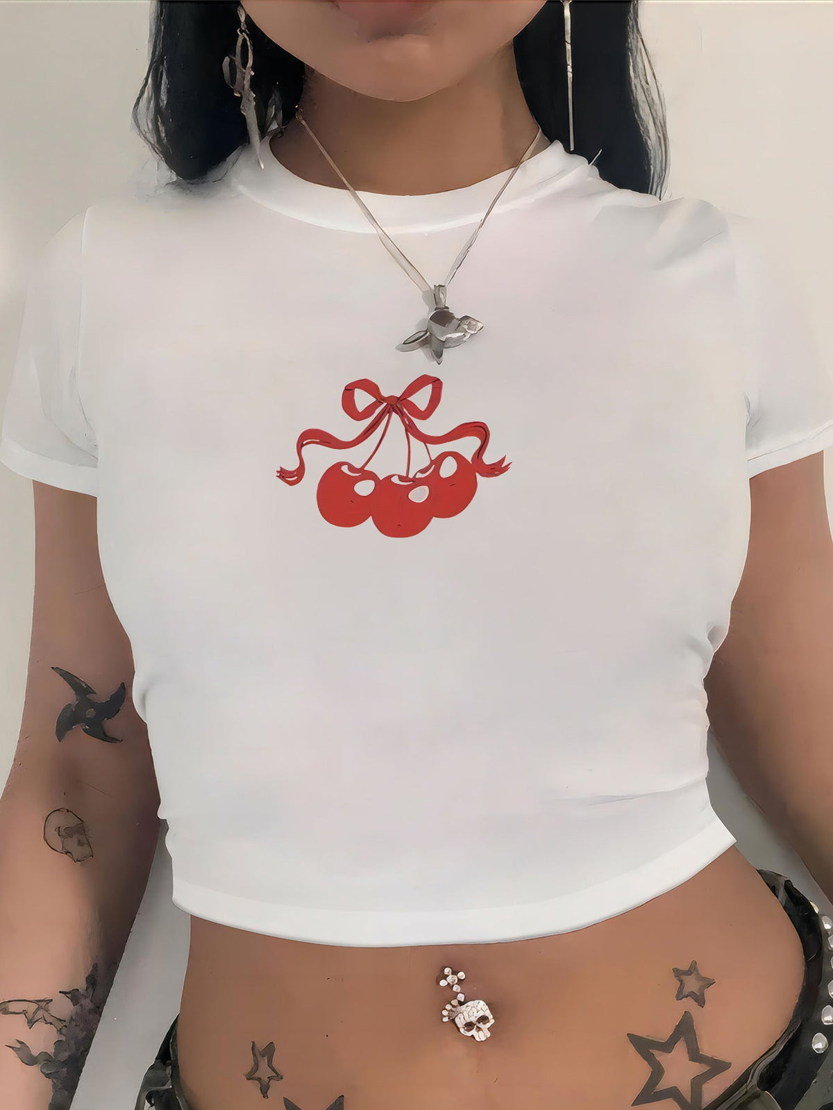 Women's Skull Print Crop T-Shirt