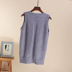 Women's Sleeveless V-Neck Fine Knit Top