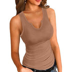 Women's Sleeveless V-Neck Top with Form-Fitting Cut