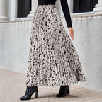 Women's Pleated Maxi Skirt with Fashionable Pattern