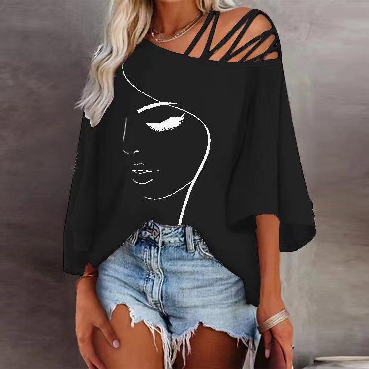 Women's Asymmetrical Graphic Print Top