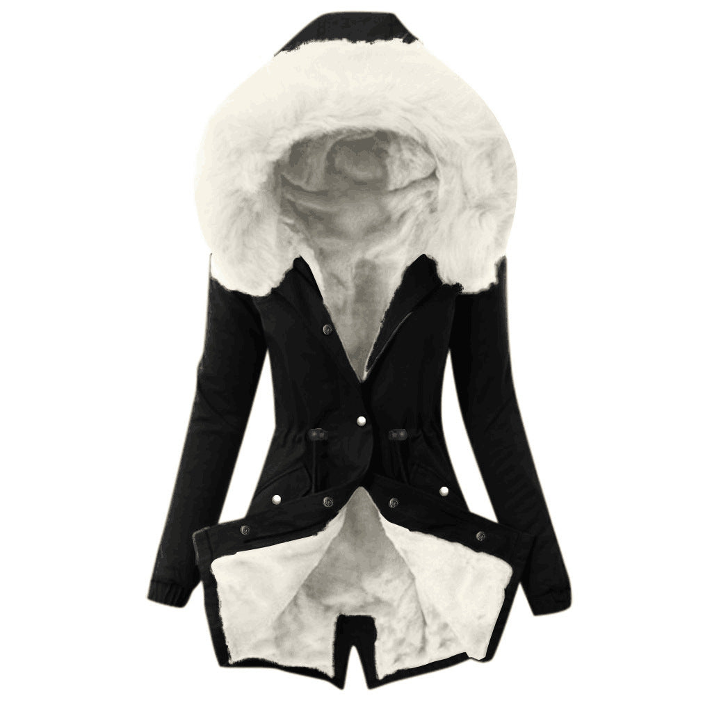 Women's Lined Parka with Faux Fur Collar