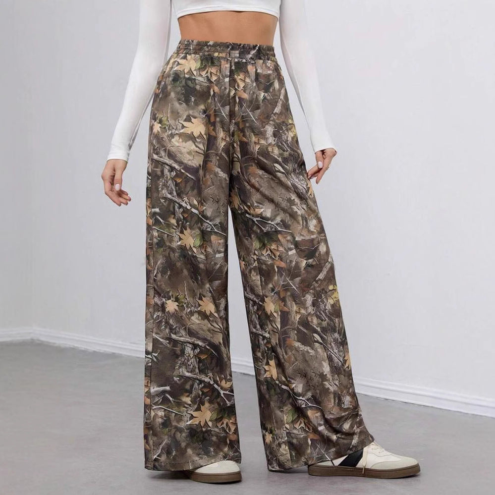 Women's Casual Palazzo Pants in Modern Camouflage