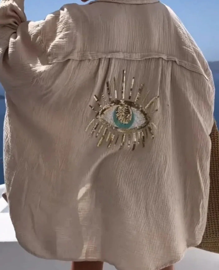 Women's Blouse with Unique Eye Embroidery