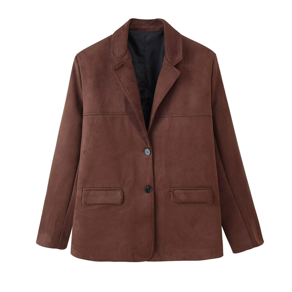 Women's Elegant Suede Blazer Jacket