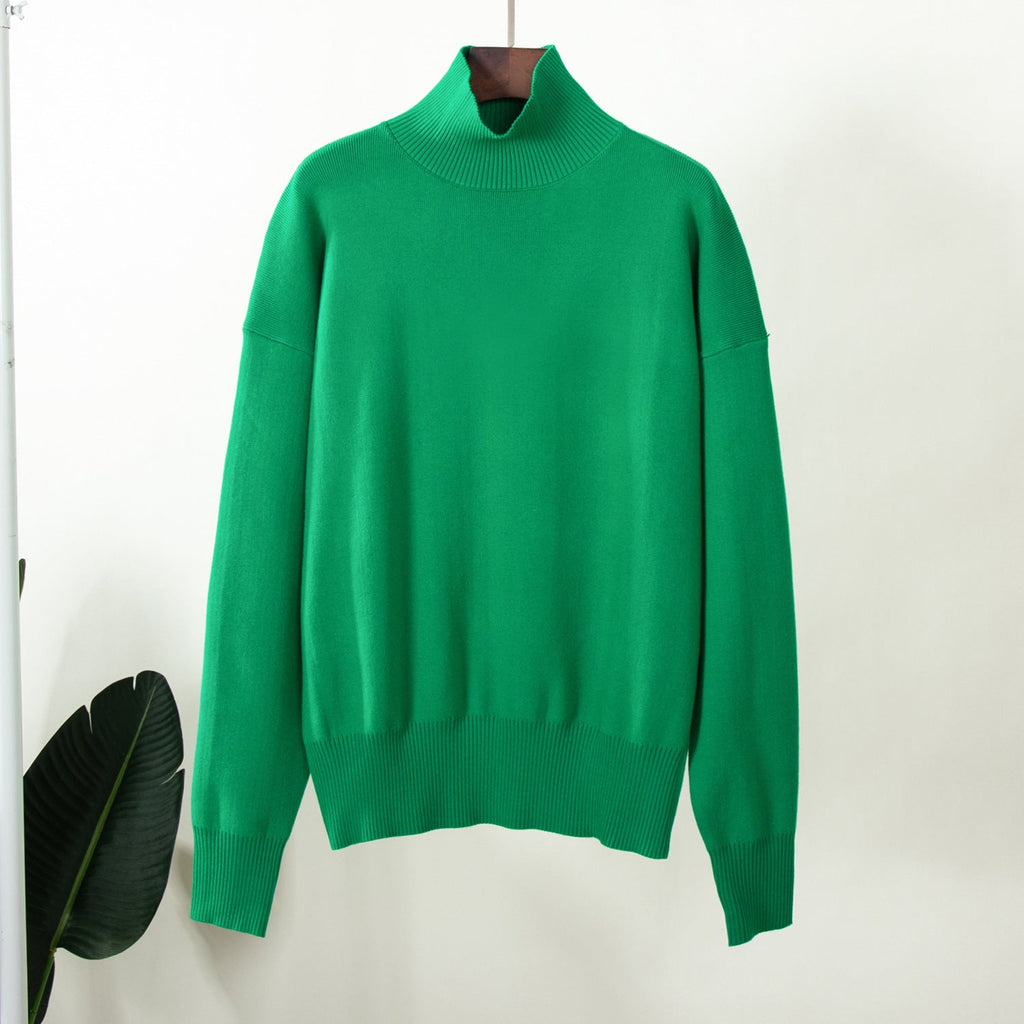 Elegant Knit Sweater with High Collar