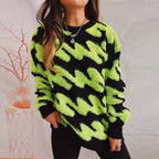 Women's Coarsely Textured Sweatshirt with Contrasting Patterns