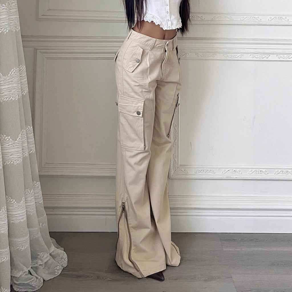 Women's Wide-Leg Cargo Pants with Side Pockets