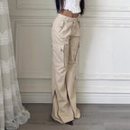 Women's Wide-Leg Cargo Pants with Side Pockets
