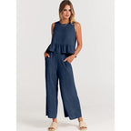 Casual Jumpsuit with Voluminous Bodice and Side Pockets