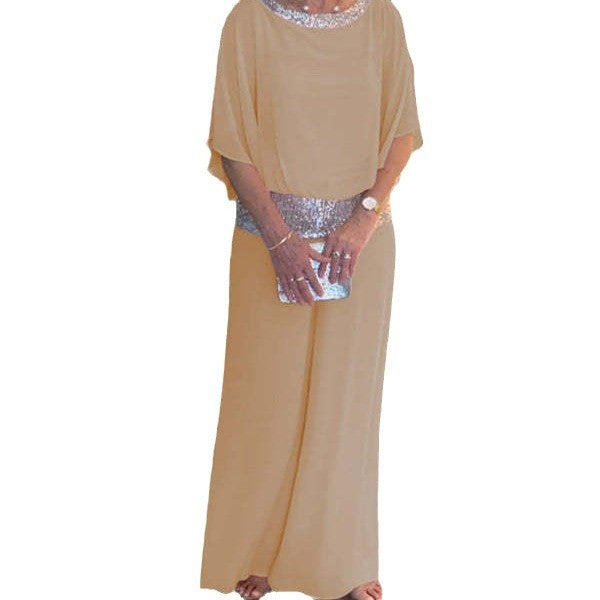 Elegant Airy Jumpsuit with Glitter Waistband