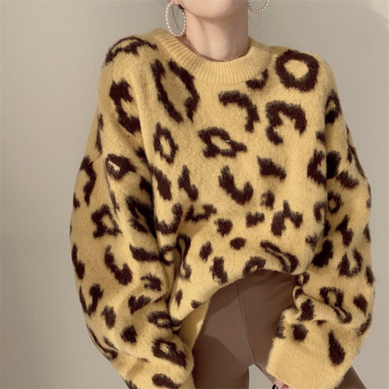 Women's Fluffy Leopard Print Sweater