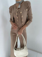 Women's Elegant Knitted Ensemble with Button Details