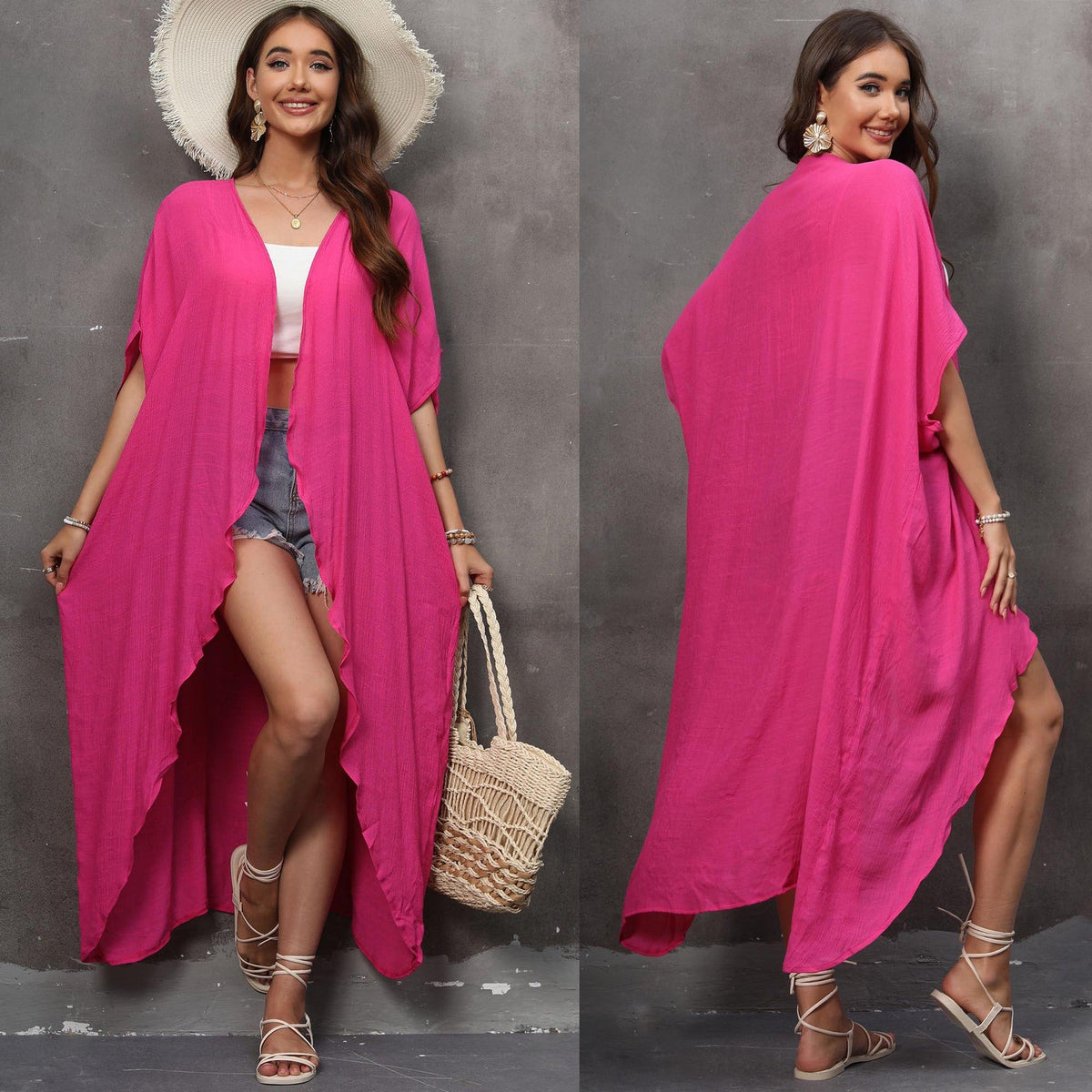 Women's Airy Beach Kimono in Flowing Viscose