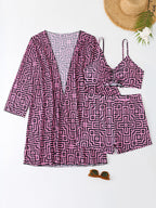 Women's Swimwear Set with Stylish Kimono and Shorts