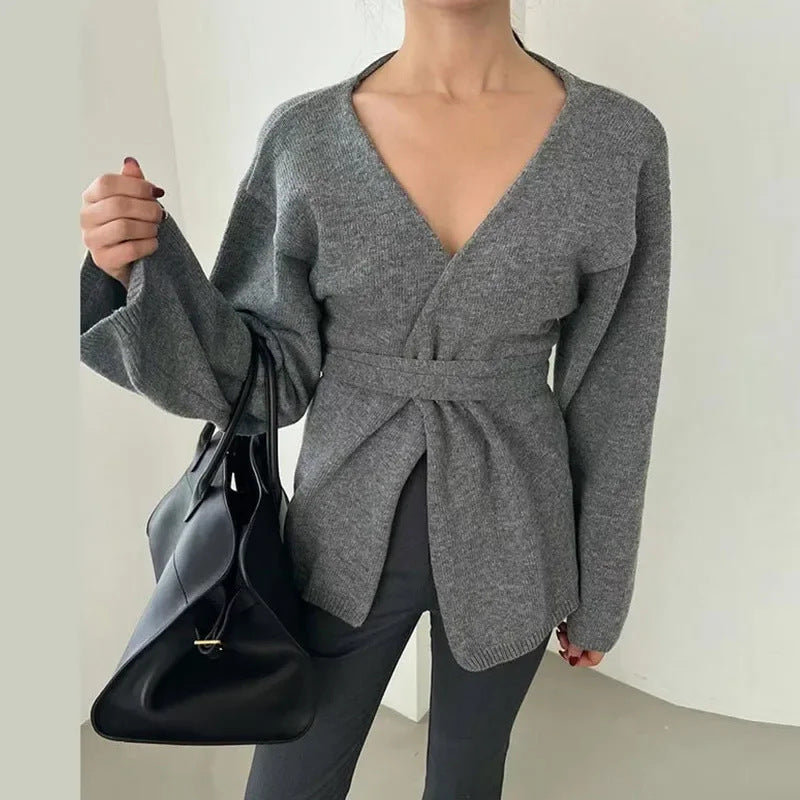 Women's Elegant Wrap-Style Knit Coat
