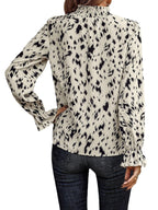 Elegant Blouse with Refined Collar and Animal Print
