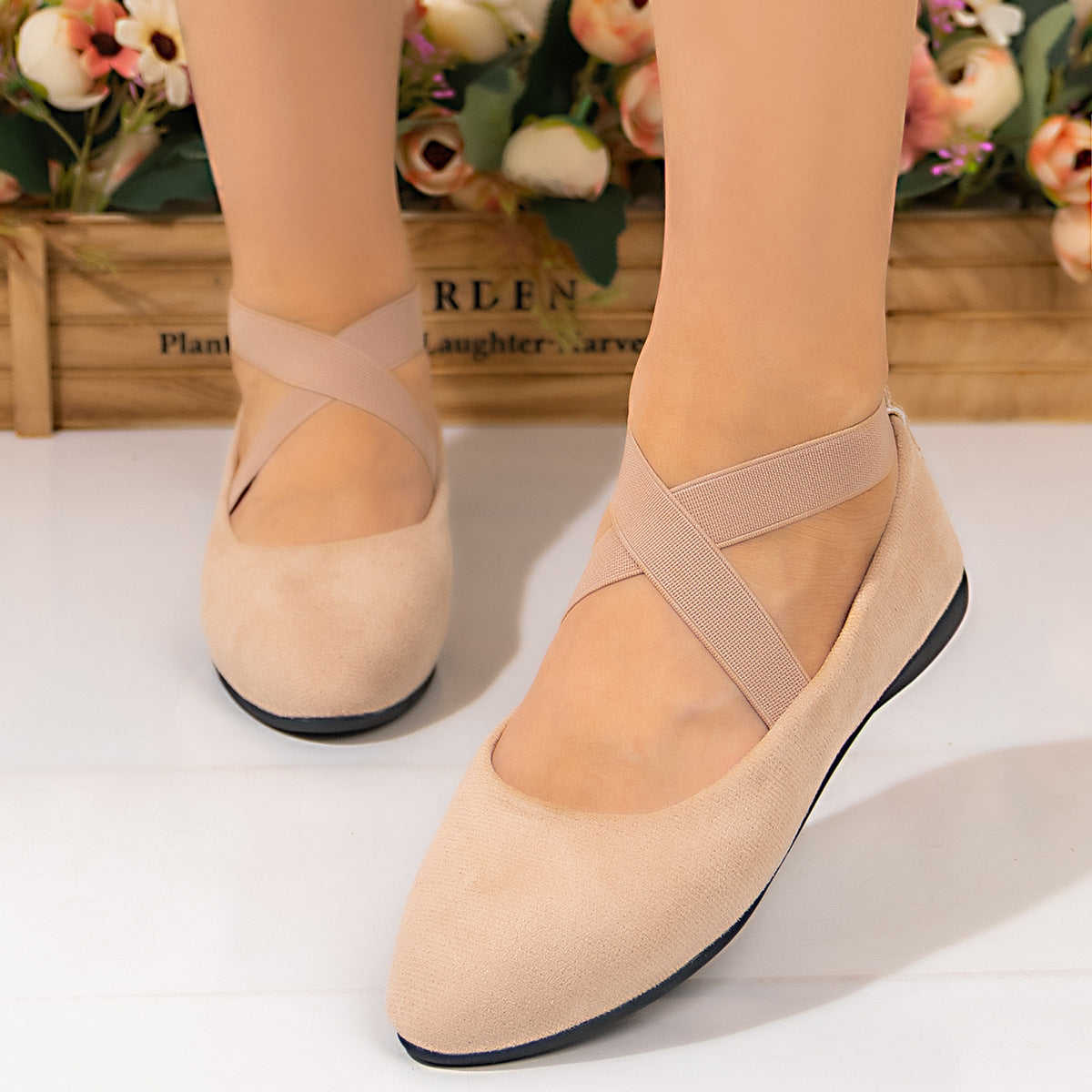 Women's Ballet Flats with Cross Strap