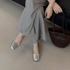Women's Ballet Flats in High-Quality Metallic Leather with Comfortable Insole