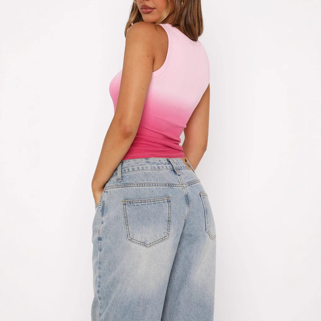 Women's Sleeveless Ribbed Top with Gradient