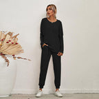 Women's Cozy Lounge Set with Casual Cut and Pockets