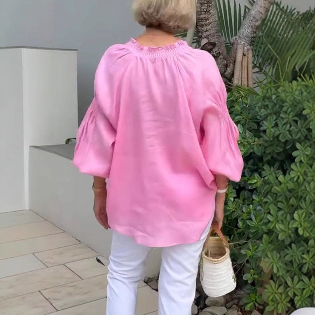 Casual Blouse with Balloon Sleeves