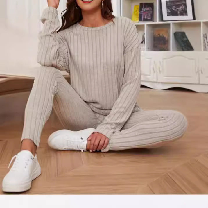 Women's Casual Ribbed Knit Set