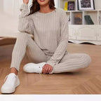 Women's Casual Ribbed Knit Set
