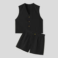 Elegant Women's Sleeveless Blazer and Shorts Set