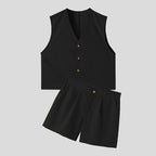 Tailored Vest and High-Waisted Shorts Set