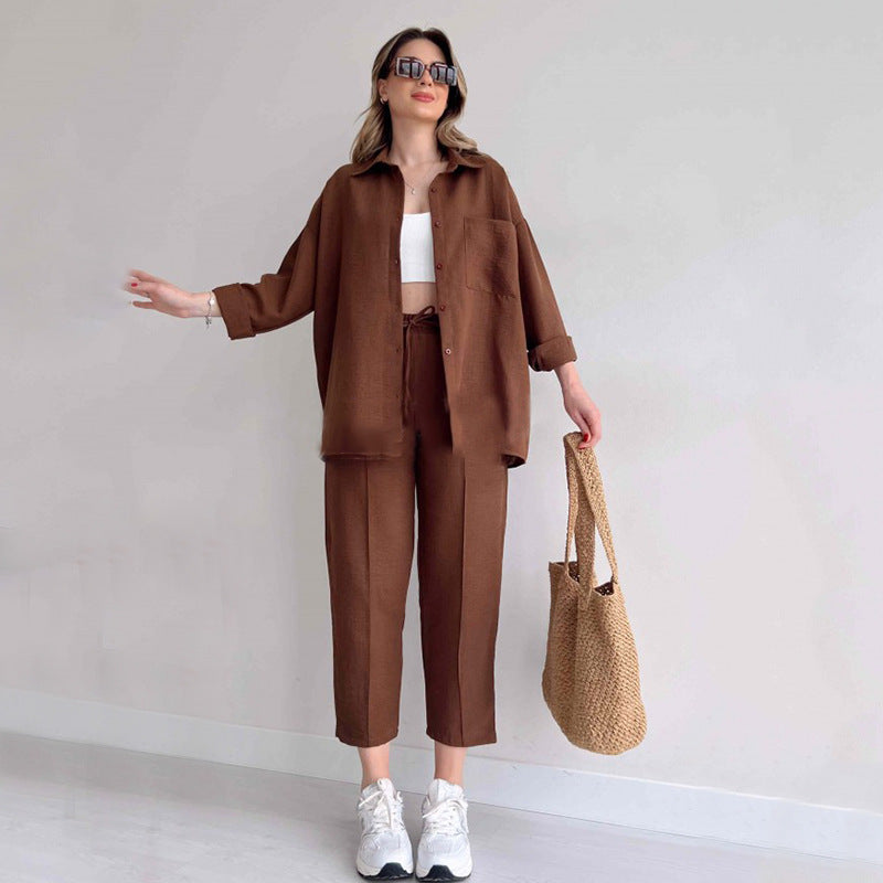 Two-Piece Set with Oversized Shirt and Comfortable Pants