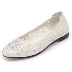 Women's Ballet Flats with Delicate Cutout Design and Sparkling Rhinestones