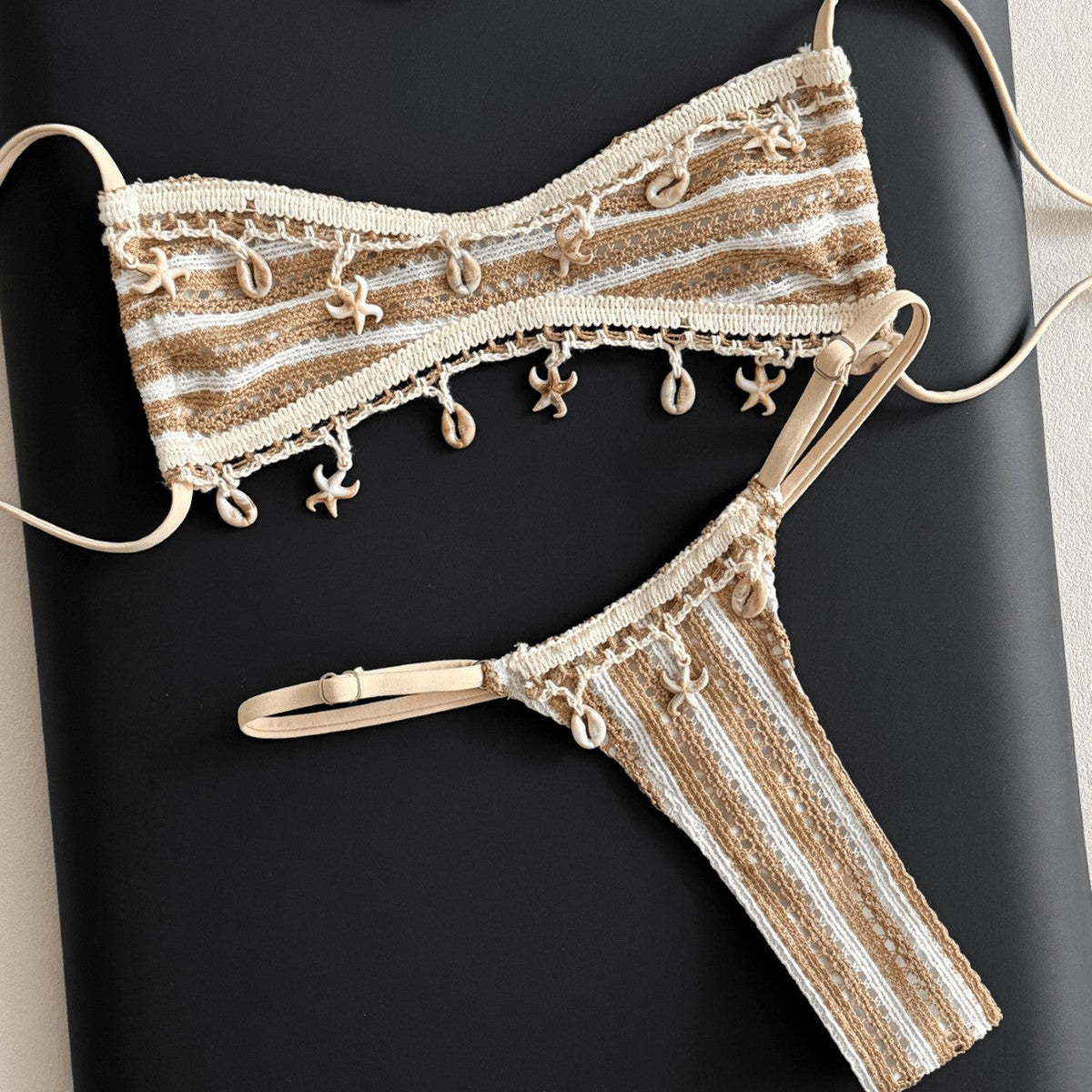 Women's Bandeau Bikini with Unique Embellishments