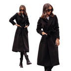 Women's Elegant Wrap Coat with Pockets and Tie Belt