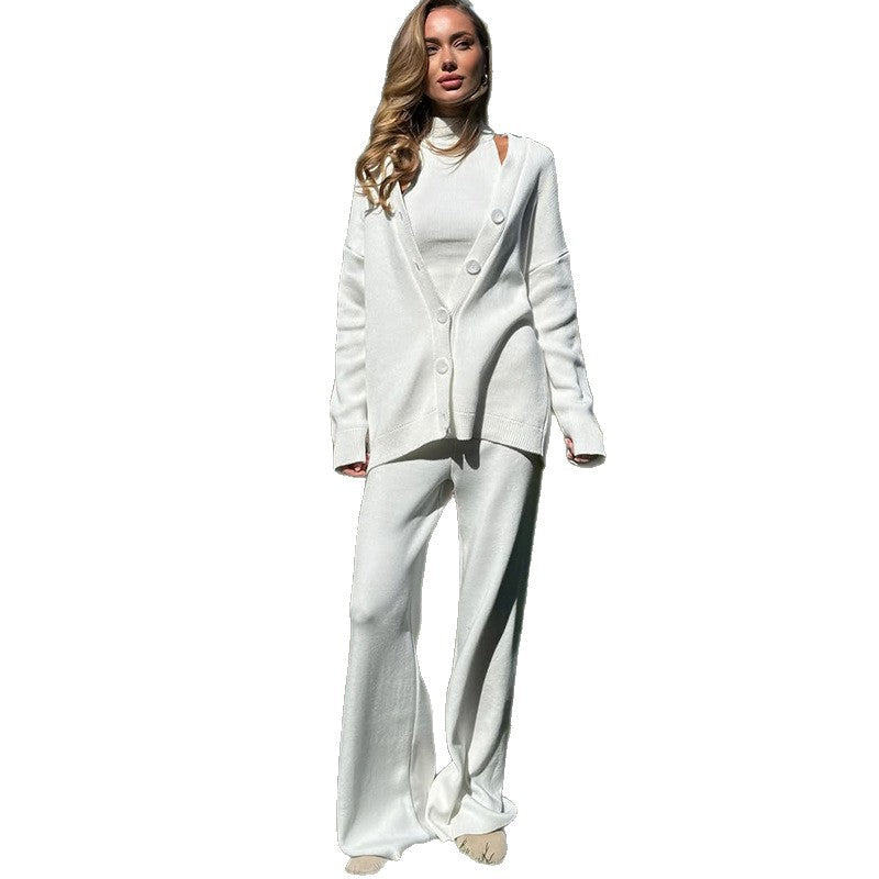Women's Comfortable Knit Suit with Cardigan