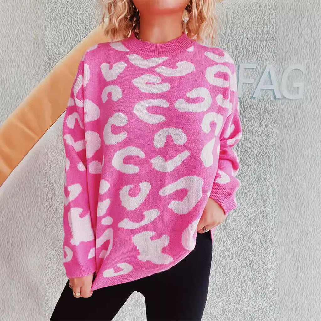 Women's Cozy Modern Leopard Print Sweater