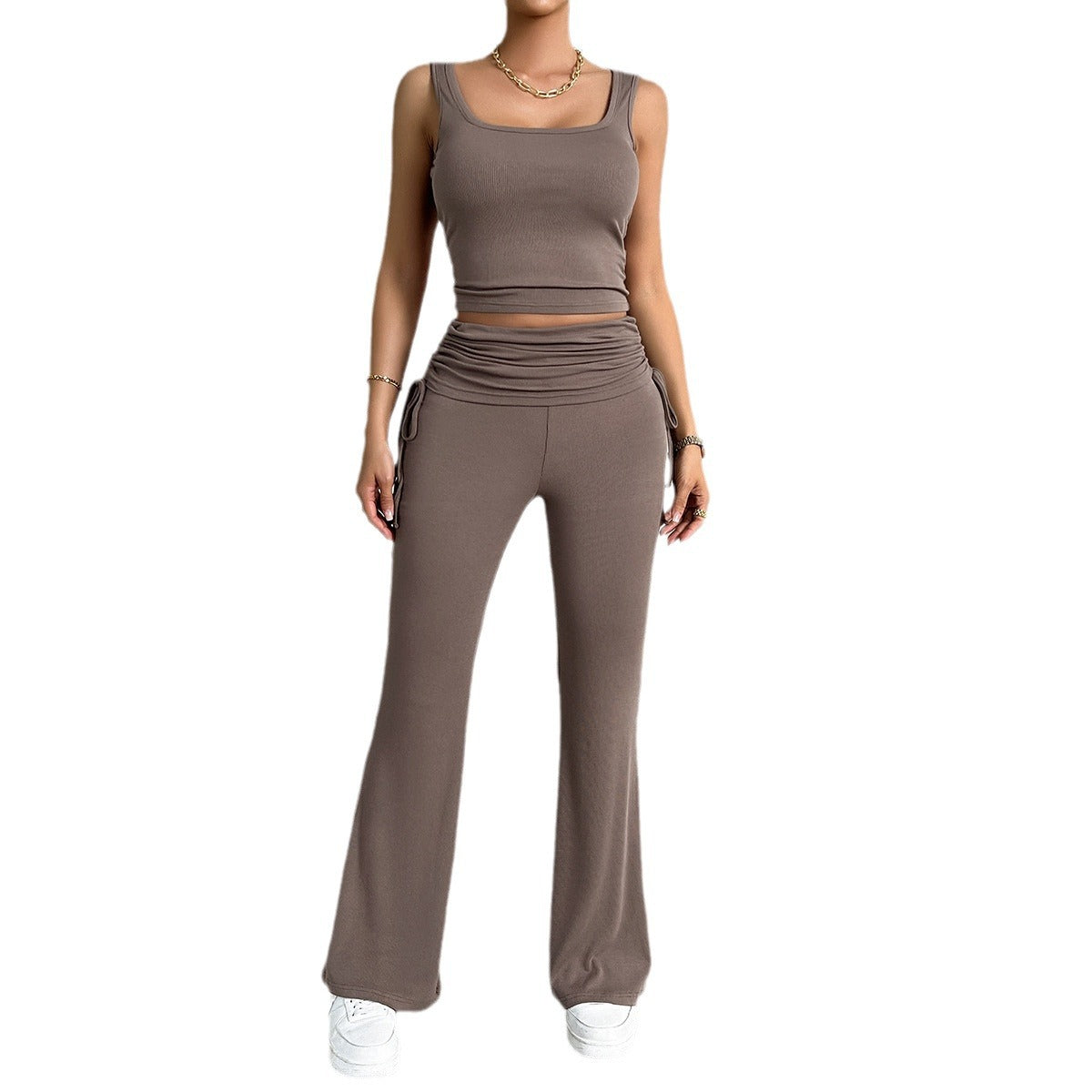 Women's Functional Sleeveless Top and Flowing Pants Set