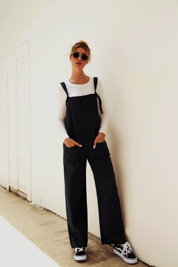 Women's Jumpsuit with Pockets and Adjustable Straps