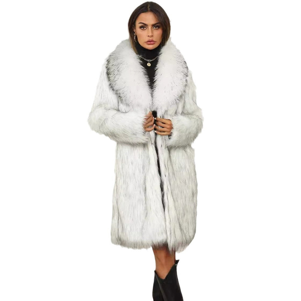 Women's Luxurious Faux Fur Short Coat with Voluminous Collar