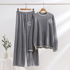 Casual Knit Loungewear Set with Contrast Details