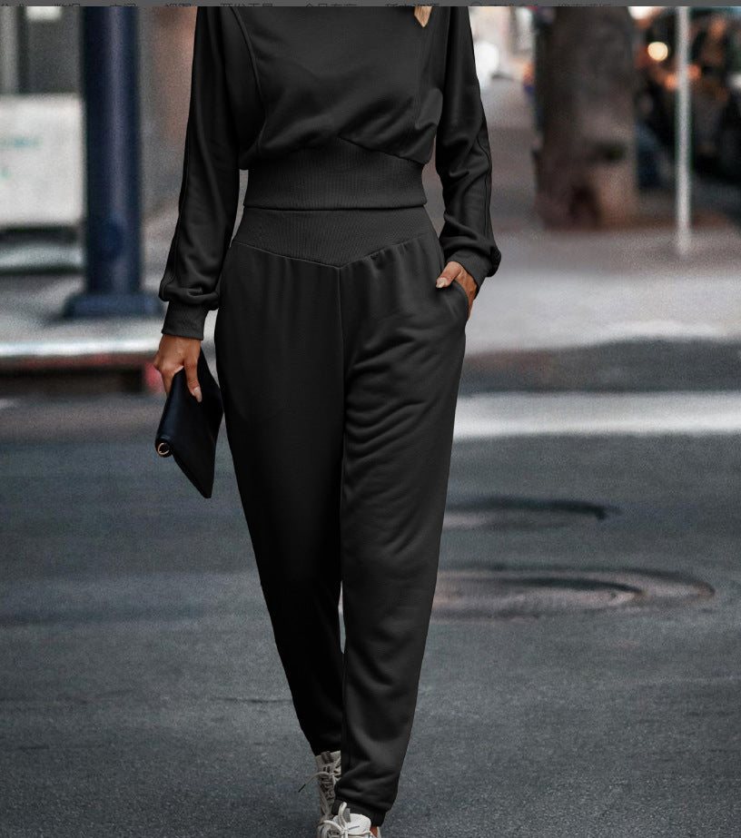 Women's Comfortable Hoodie Suit with Elastic Waistband