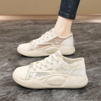 Women's Breathable Casual Sneakers with Floral Design and Flexible Sole