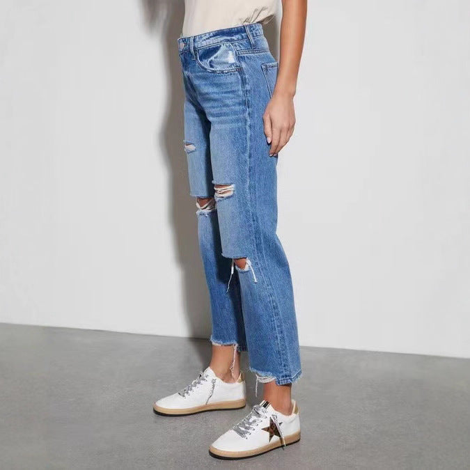 Women's Destroyed Mom Jeans