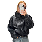 Elegant Women's Voluminous Jacket with Stand-Up Collar