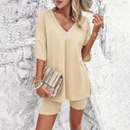 Women's Comfortable T-Shirt and Biker Shorts Set