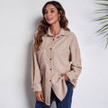 Women's Corduroy Shirt Blouse with Button Closure