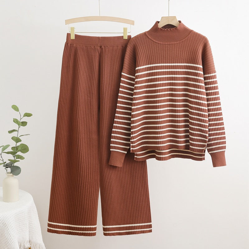 Women's Striped Knit Loungewear Set
