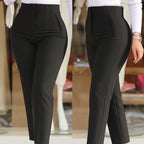 Women's High-Waisted Slimming Pants with Decorative Stitching
