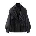 Women's Elegant Biker Jacket with Voluminous Sleeves