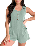 Women's Textured Jumpsuit with Decorative Buttons